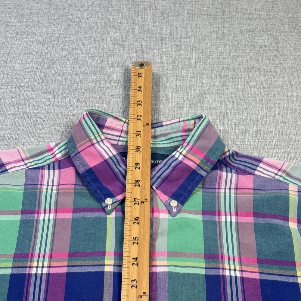 Ralph Lauren Madras Plaid  Short Sleeve Button-Down Shirt Mens Large Multicolor - Picture 4 of 9
